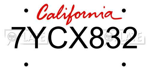 7YCX832 California License Plate