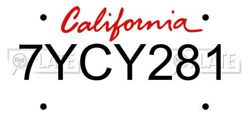 7YCY281 California License Plate