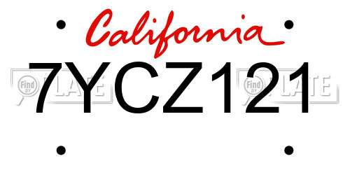 7YCZ121 California License Plate
