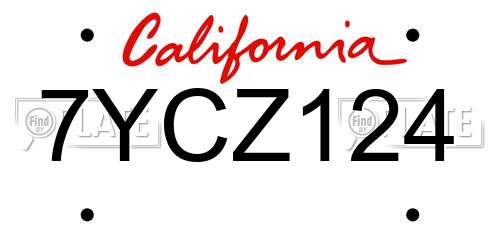 7YCZ124 California License Plate