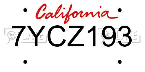 7YCZ193 California License Plate