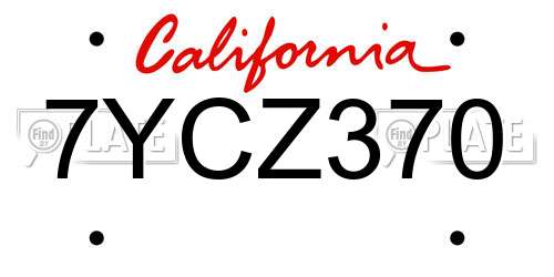 7YCZ370 California License Plate