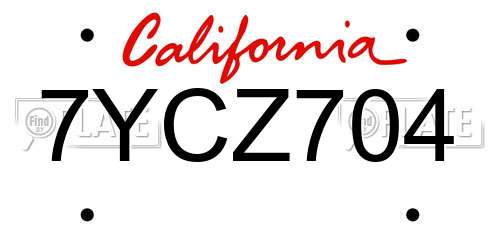 7YCZ704 California License Plate