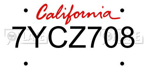 7YCZ708 California License Plate