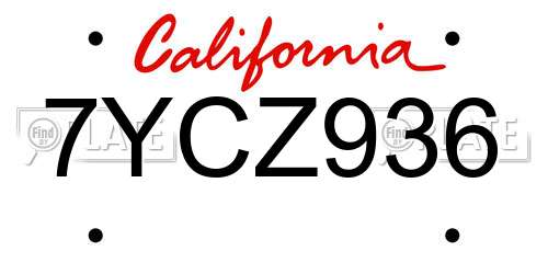 7YCZ936 California License Plate