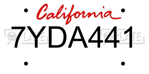7YDA441 California License Plate