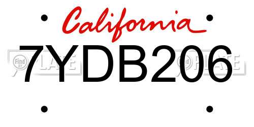 7YDB206 California License Plate