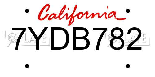 7YDB782 California License Plate