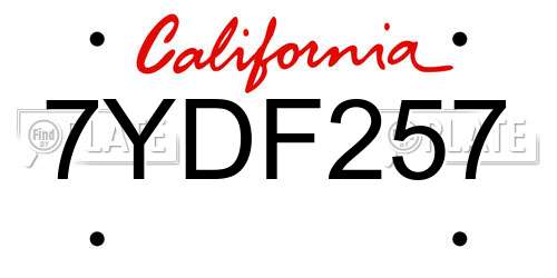 7YDF257 California License Plate