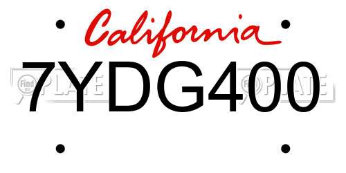7YDG400 California License Plate