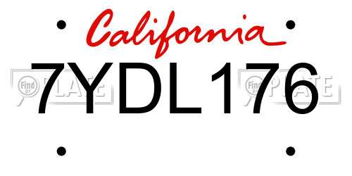 7YDL176 California License Plate