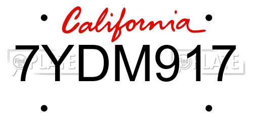 7YDM917 California License Plate