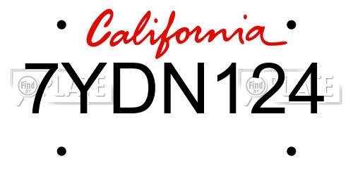 7YDN124 California License Plate