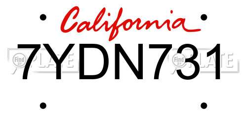 7YDN731 California License Plate