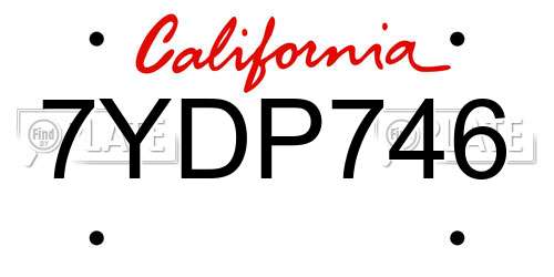7YDP746 California License Plate