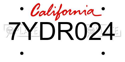 7YDR024 California License Plate
