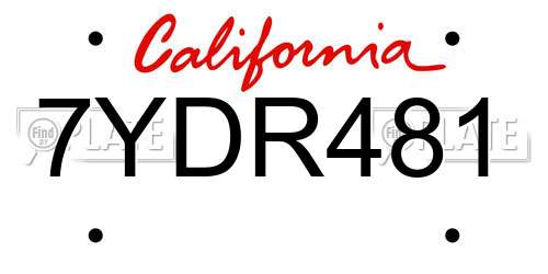 7YDR481 California License Plate