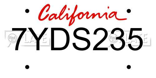 7YDS235 California License Plate