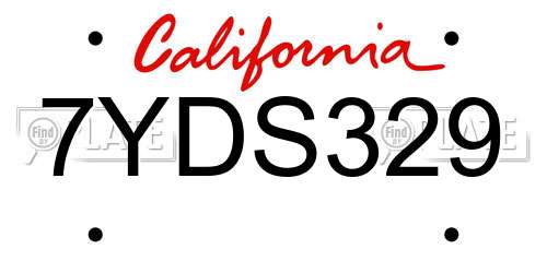 7YDS329 California License Plate