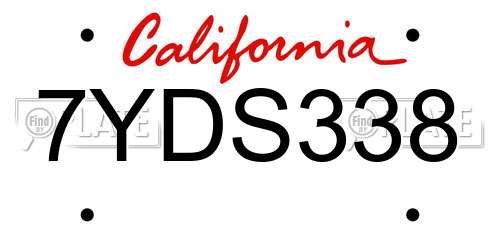 7YDS338 California License Plate