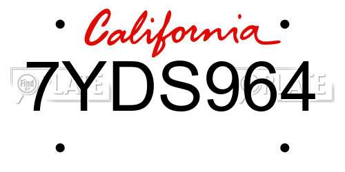7YDS964 California License Plate