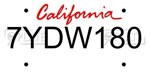 7YDW180 California License Plate
