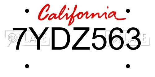 7YDZ563 California License Plate