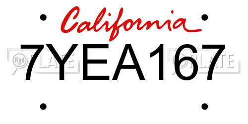 7YEA167 California License Plate