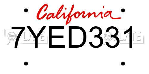 7YED331 California License Plate