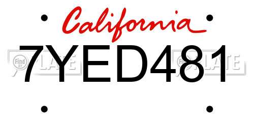 7YED481 California License Plate