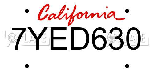 7YED630 California License Plate