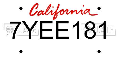 7YEE181 California License Plate