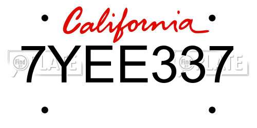 7YEE337 California License Plate