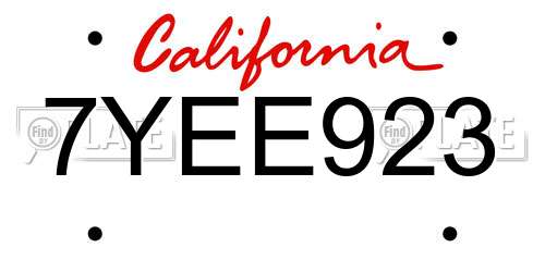 7YEE923 California License Plate