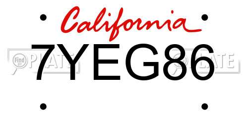 7YEG86 California License Plate