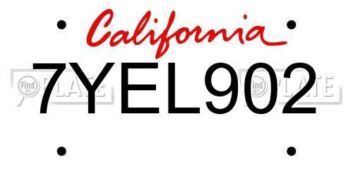 7YEL902 California License Plate
