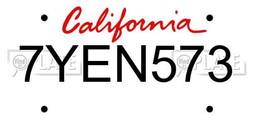 7YEN573 California License Plate