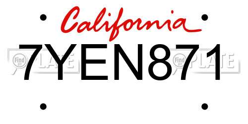 7YEN871 California License Plate