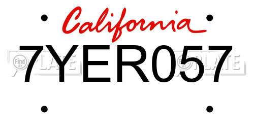 7YER057 California License Plate