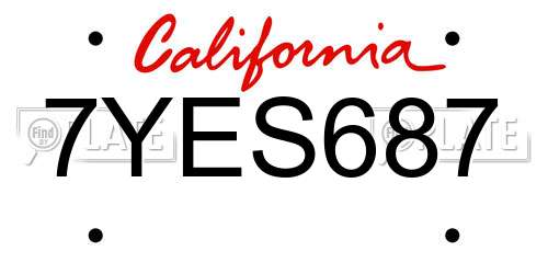 7YES687 California License Plate