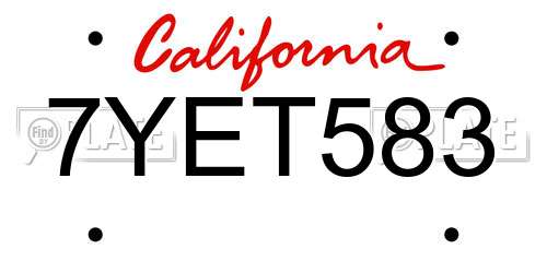 7YET583 California License Plate