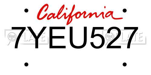 7YEU527 California License Plate