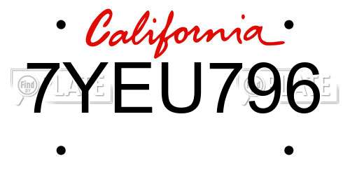 7YEU796 California License Plate