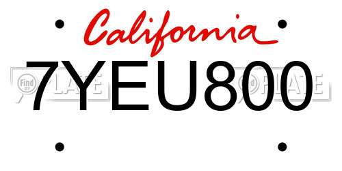 7YEU800 California License Plate