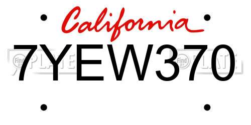 7YEW370 California License Plate