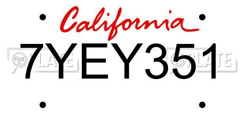 7YEY351 California License Plate