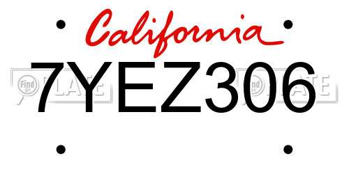 7YEZ306 California License Plate