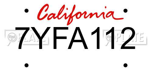 7YFA112 California License Plate