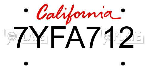 7YFA712 California License Plate