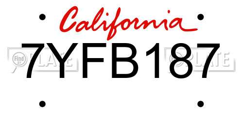 7YFB187 California License Plate